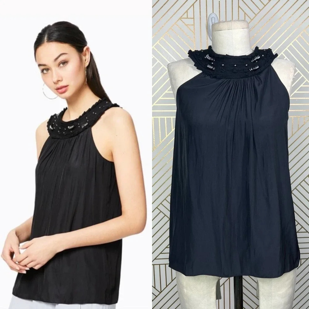 Ramy Brook Kendall Halter Sleeveless Top Black Size US XS